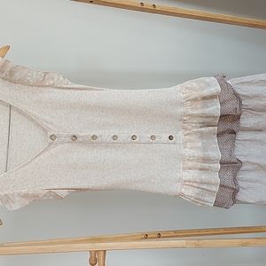 Beige Ruffle Short Dress Size S